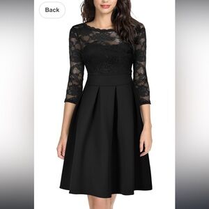 Miusol Women's Vintage Floral Lace 2/3 Sleeve Bridesmaid Cocktail Party Dress